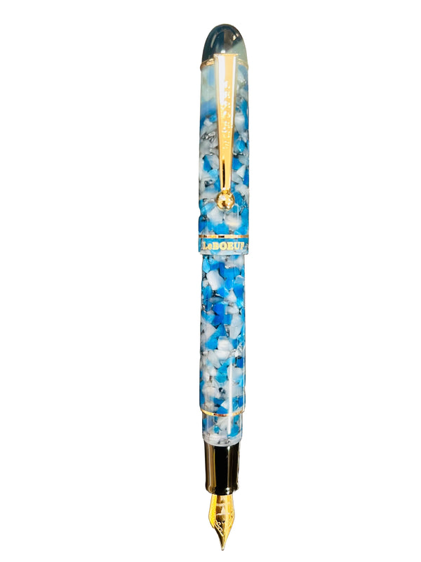 The LeBoeuf Small Batch Limited Editions | Diamond Collection | Sapphire Blue Gray Pearl Fountain Pen